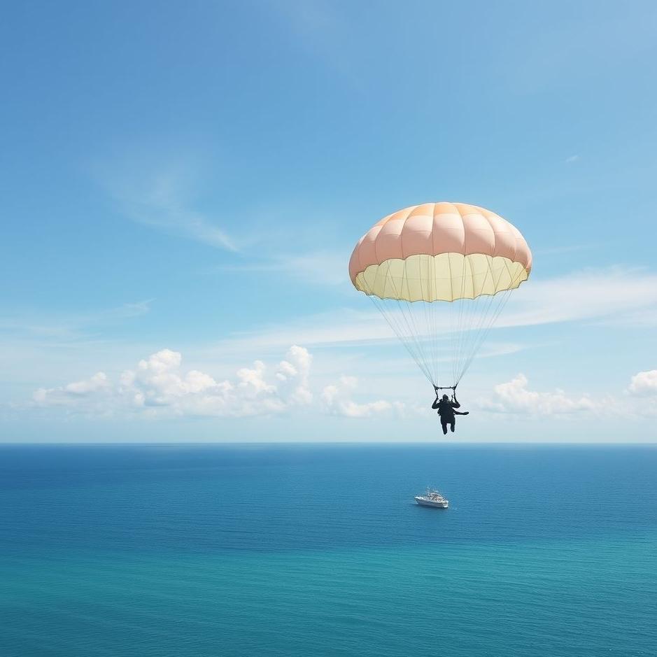 Dream : Flying over the sea with a parachute in a dream