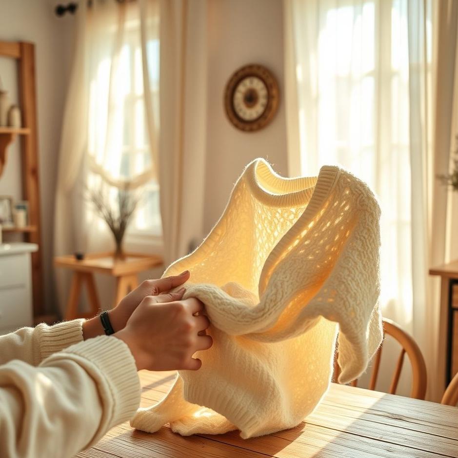 Dream : Folding a white sweater 