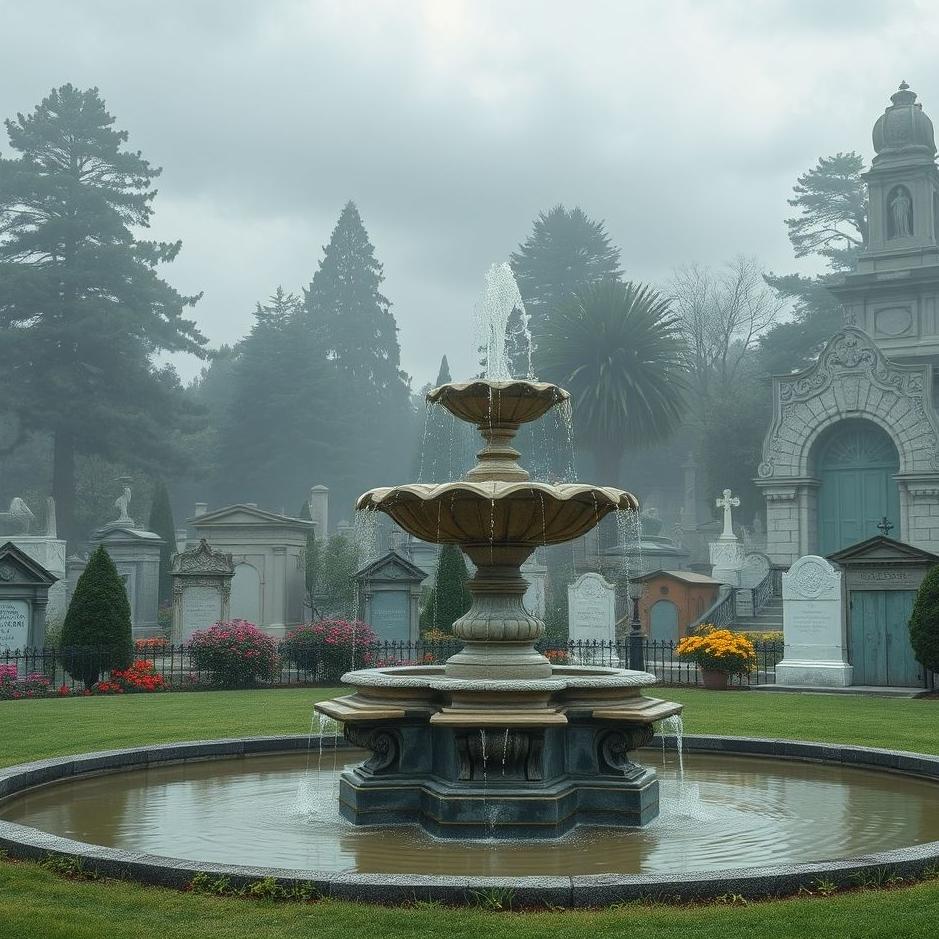 Dream : Fountain in a cemetery in a dream