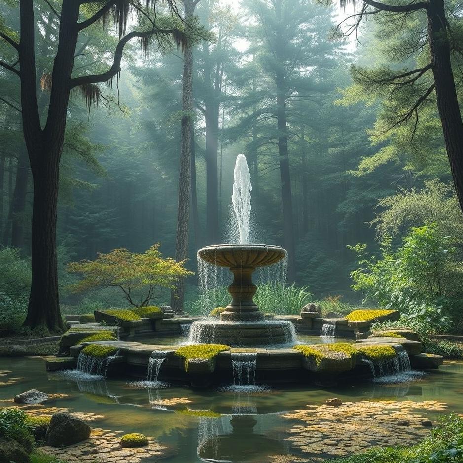 Dream : Fountain in a forest in a dream