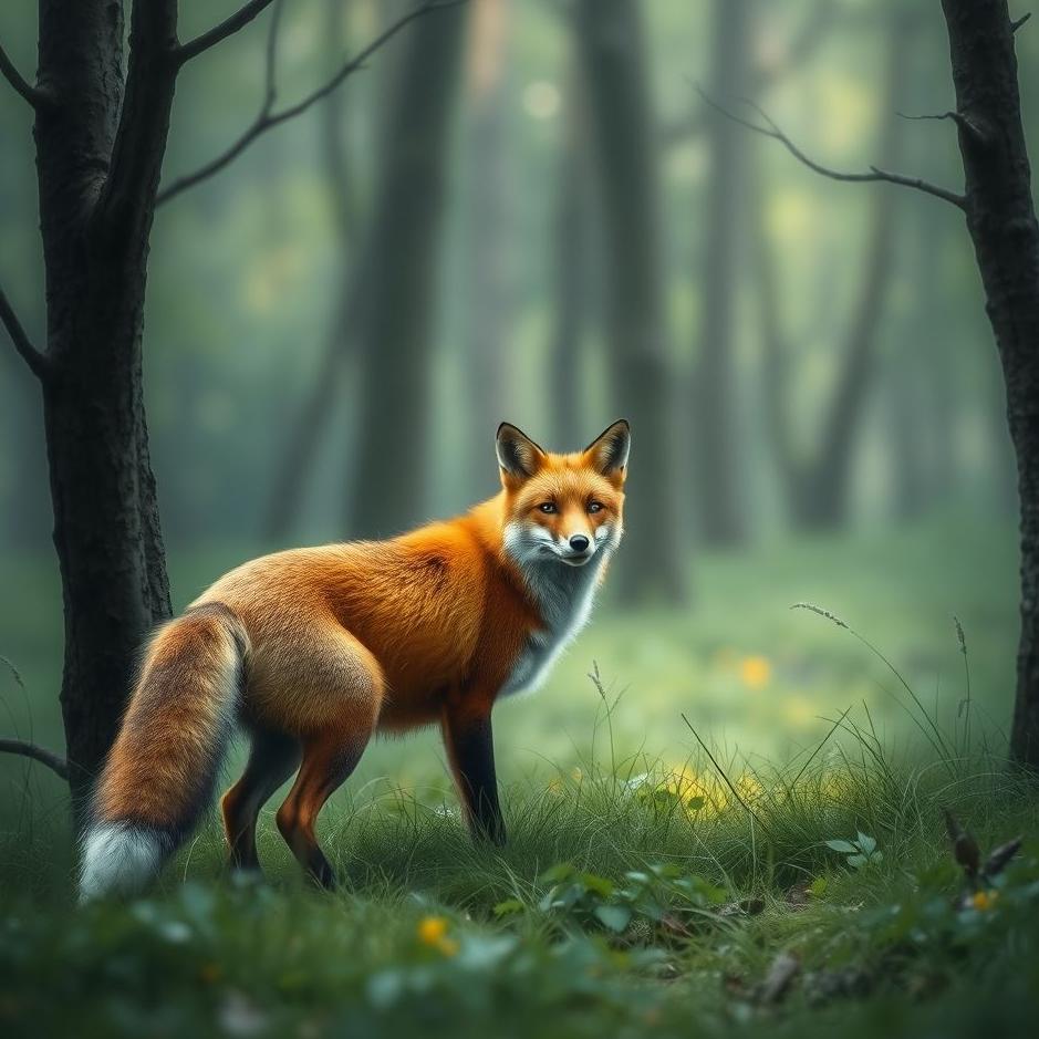 Dream : Fox in a forest in a dream