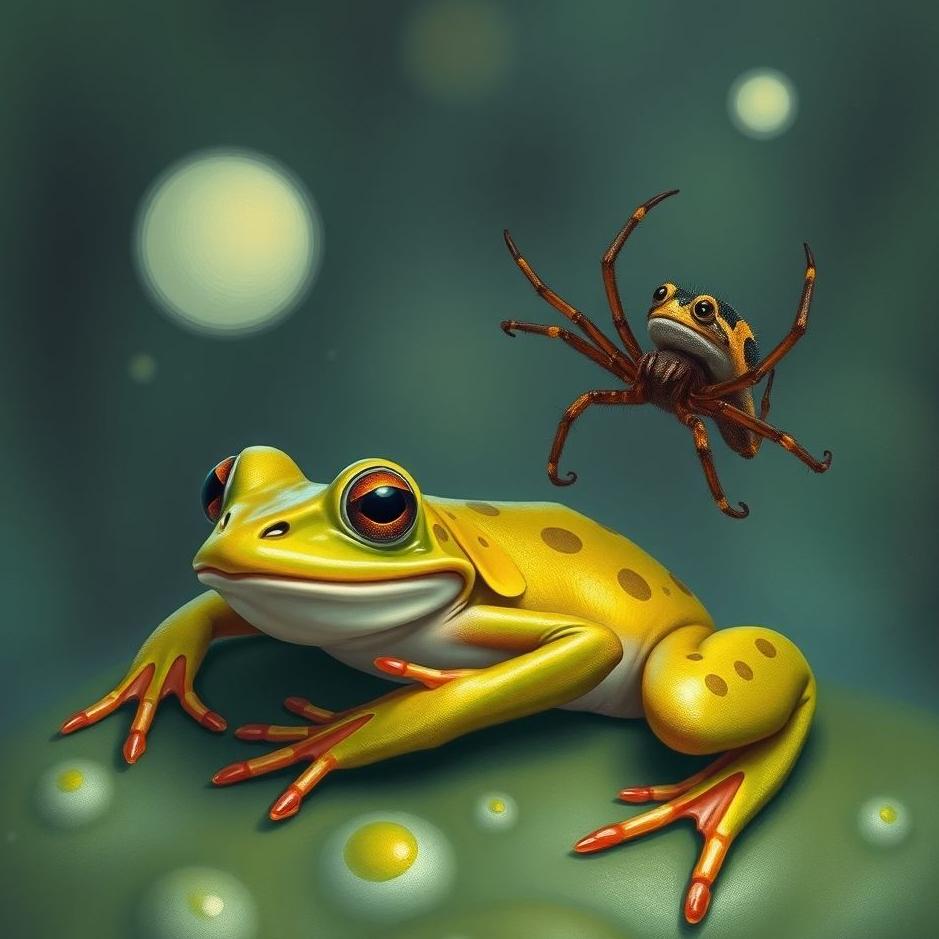 Dream : Frog and a spider in a dream