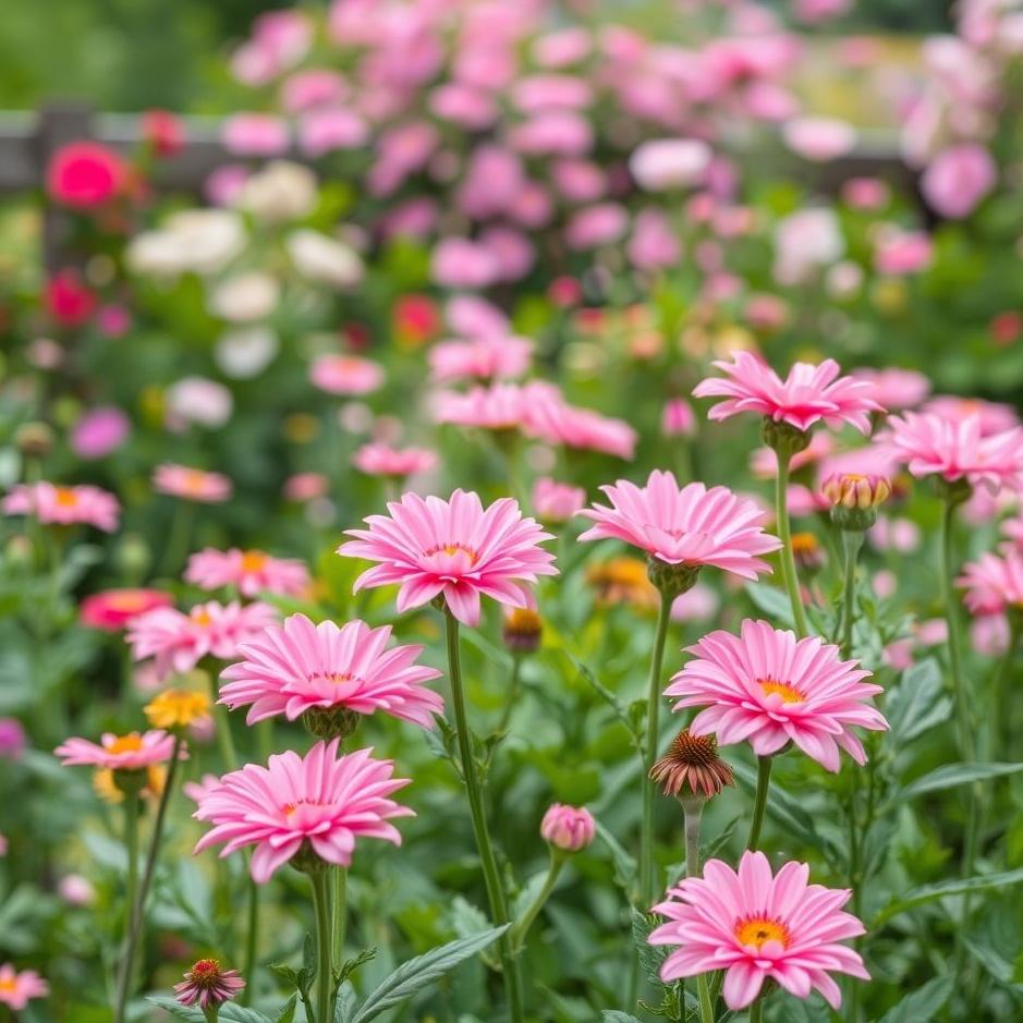 Dream : Garden with pink flowers in a dream