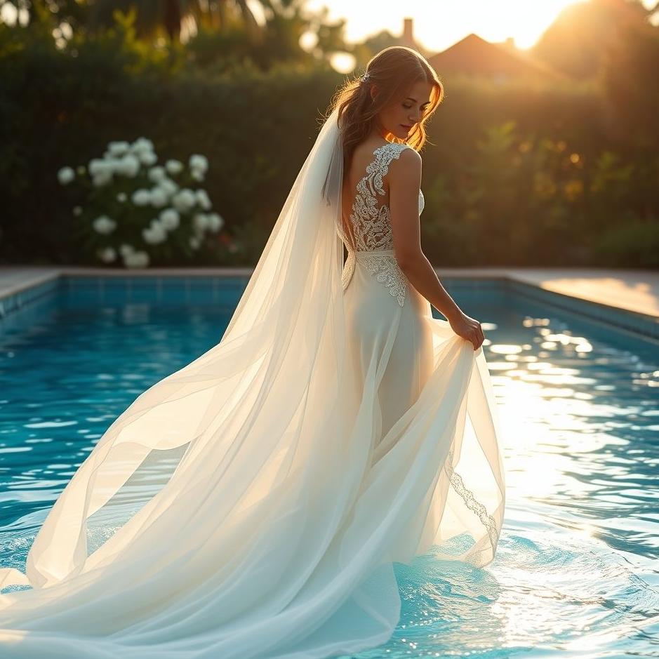 Dream : Getting into a pool with a wedding dress