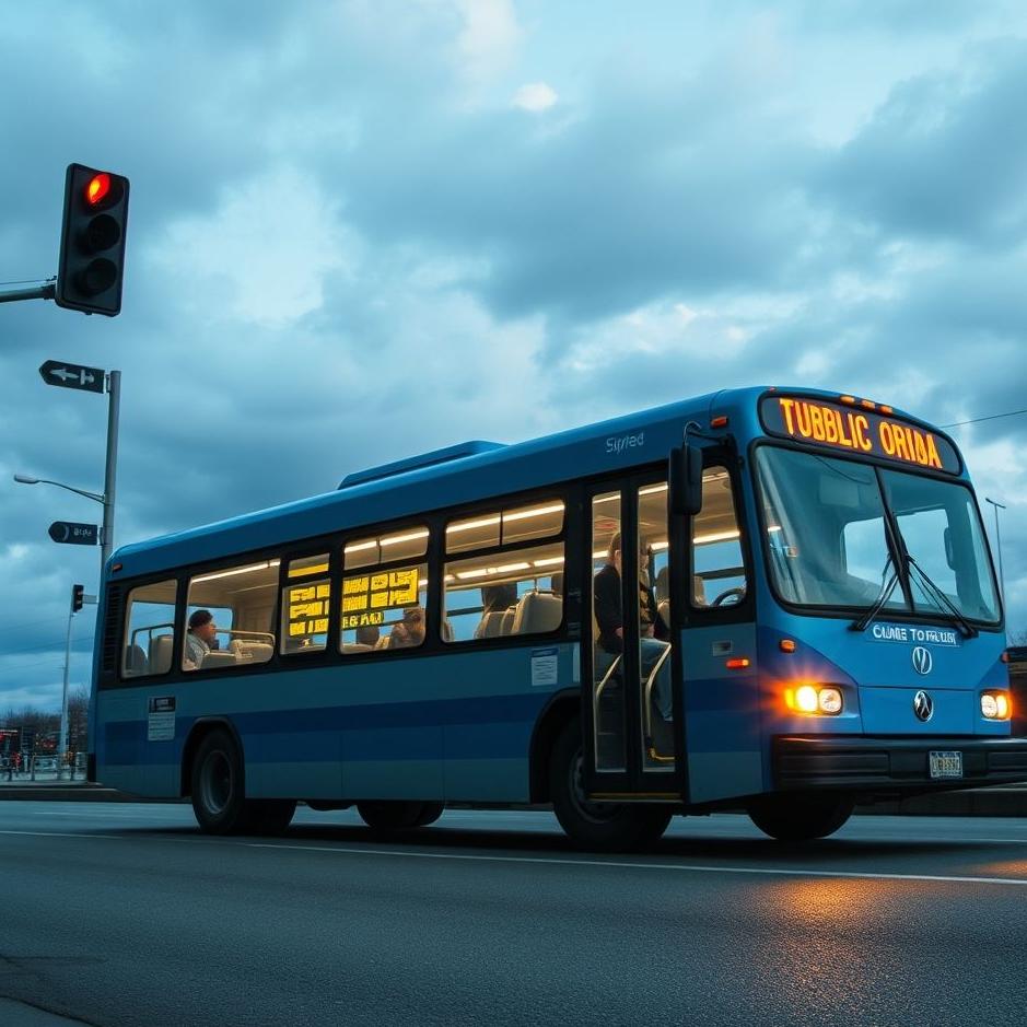 Dream : Getting on a blue public bus in a dream