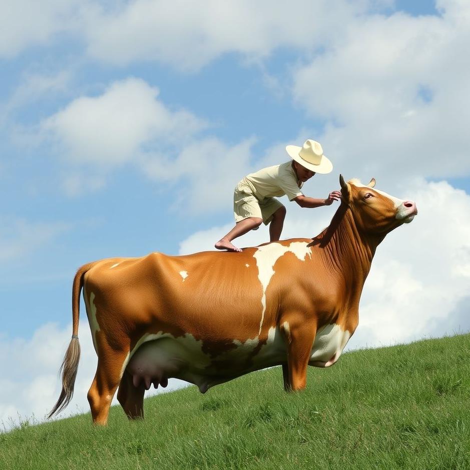 Dream : Getting on top of a cow in a dream