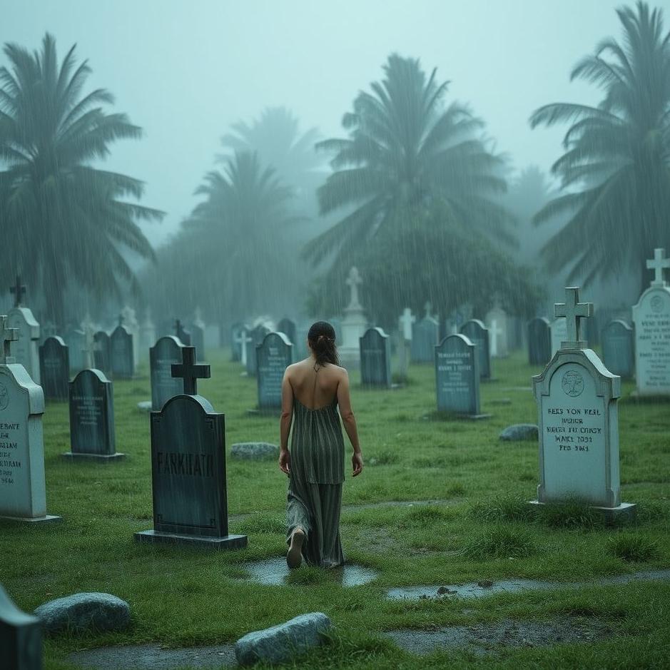 Dream : Getting wet in a cemetery in a dream