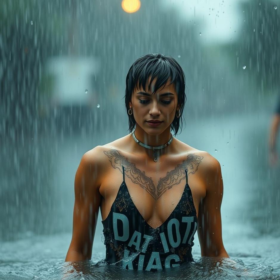 Dream : Getting wet in a heavy rain in a dream