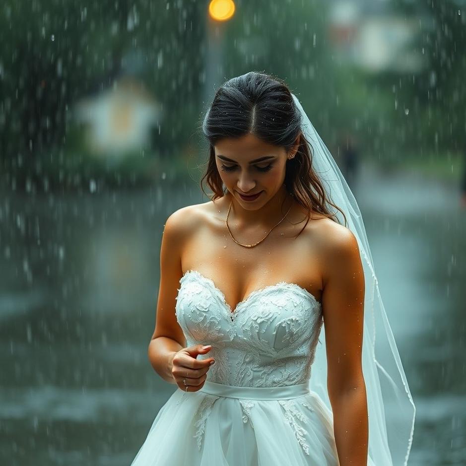 Dream : Getting wet in the rain with a wedding dress in a dream