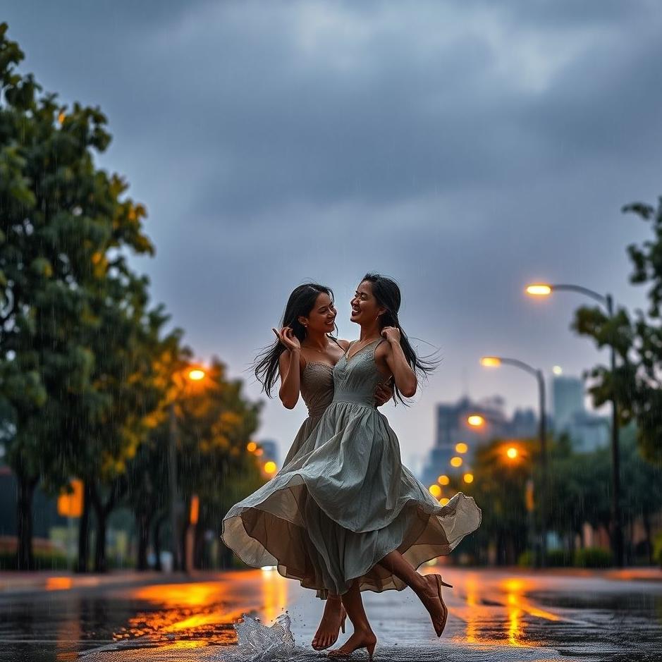 Dream : Getting wet in the rain with your spouse in a dream
