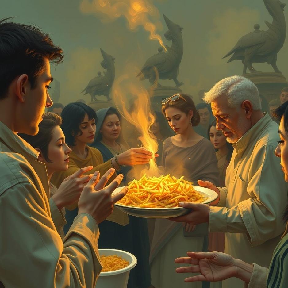 Dream : Giving food in a crowd in a dream