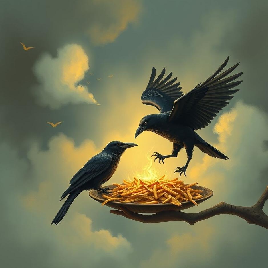 Dream : Giving food to a crow in a dream