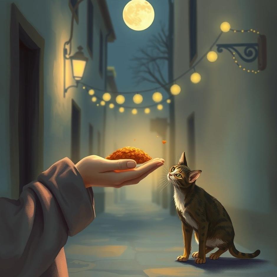 Dream : Giving food to a stray cat in a dream