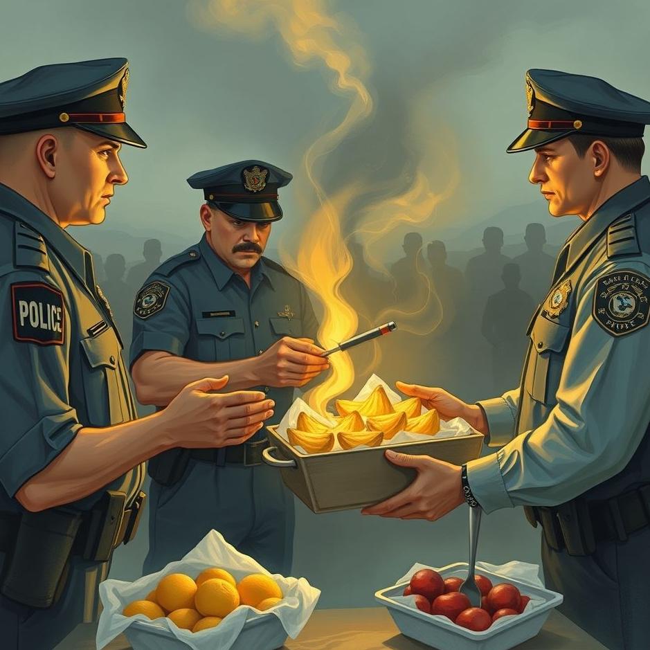 Dream : Giving food to police officers in a dream