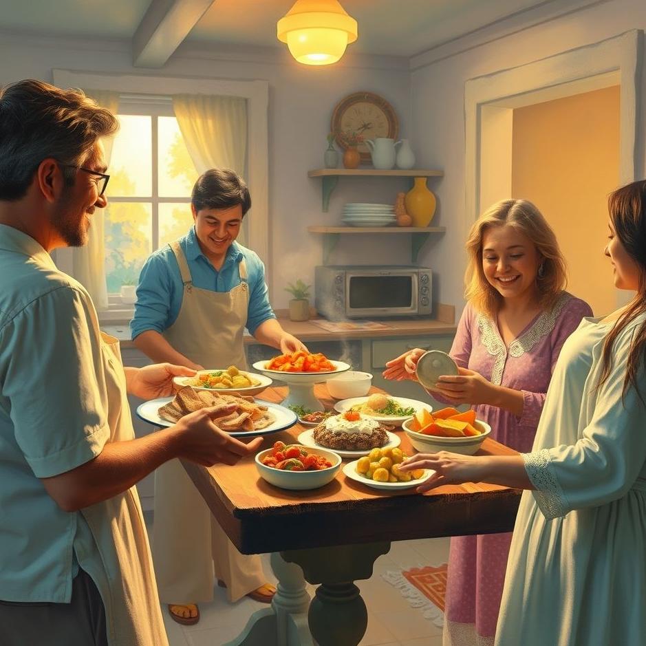 Dream : Giving food to your neighbors at home in a dream