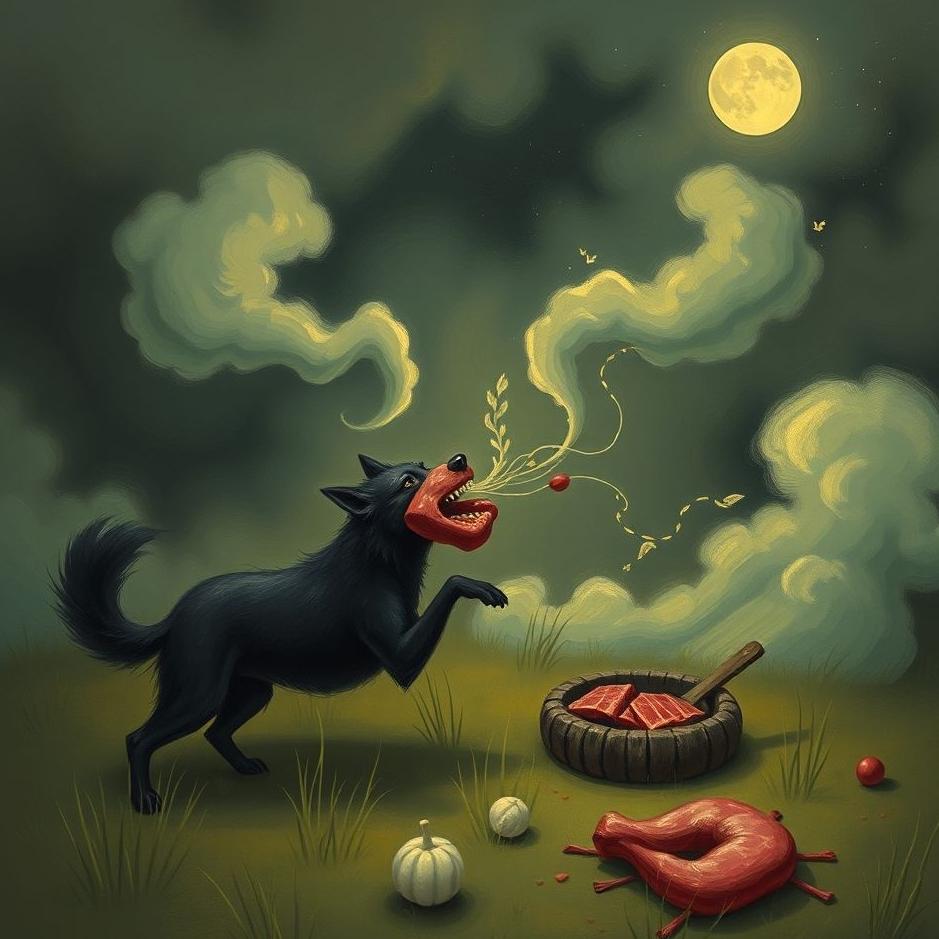 Dream : Giving meat to a black dog in a dream