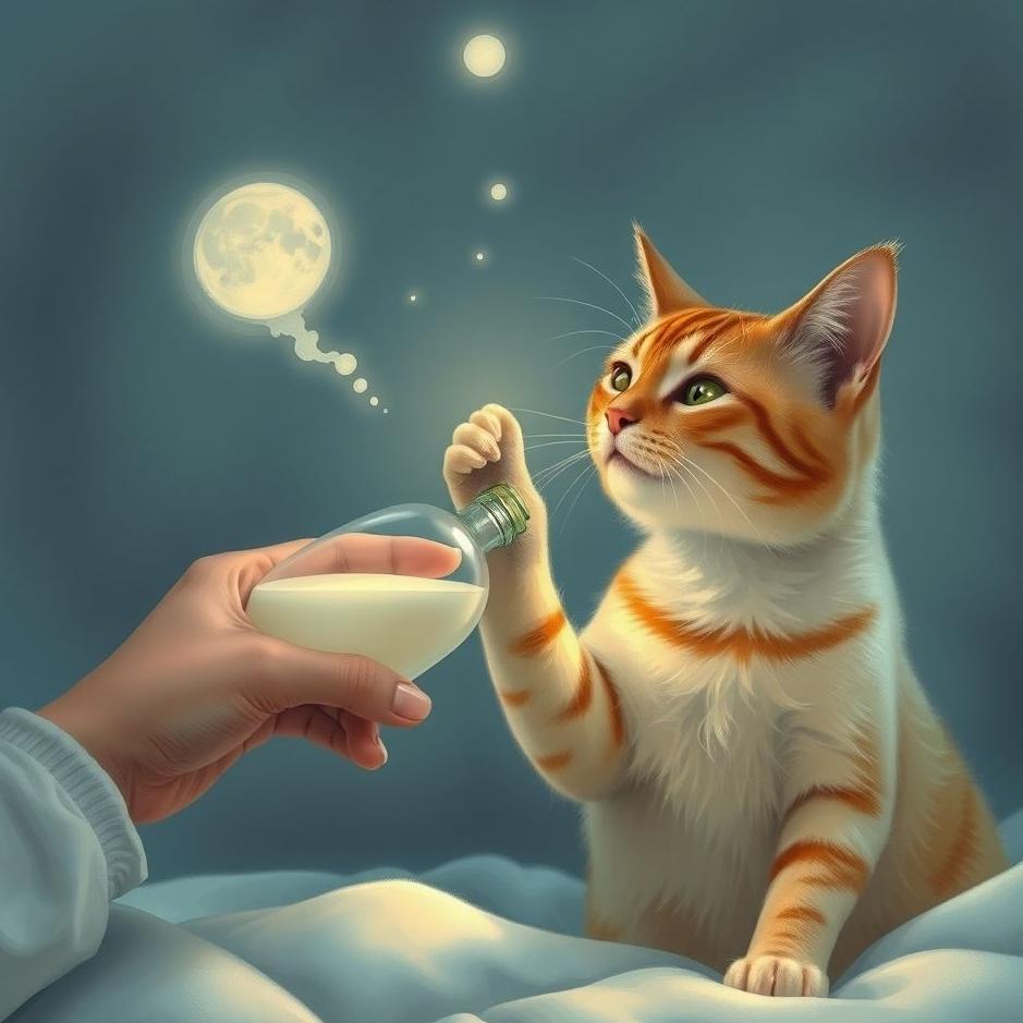 Dream : Giving milk to a cat with a bottle in your dream