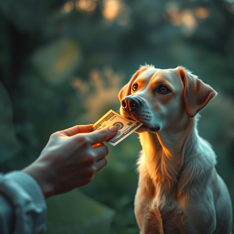 Dream : Giving money to a dog in a dream