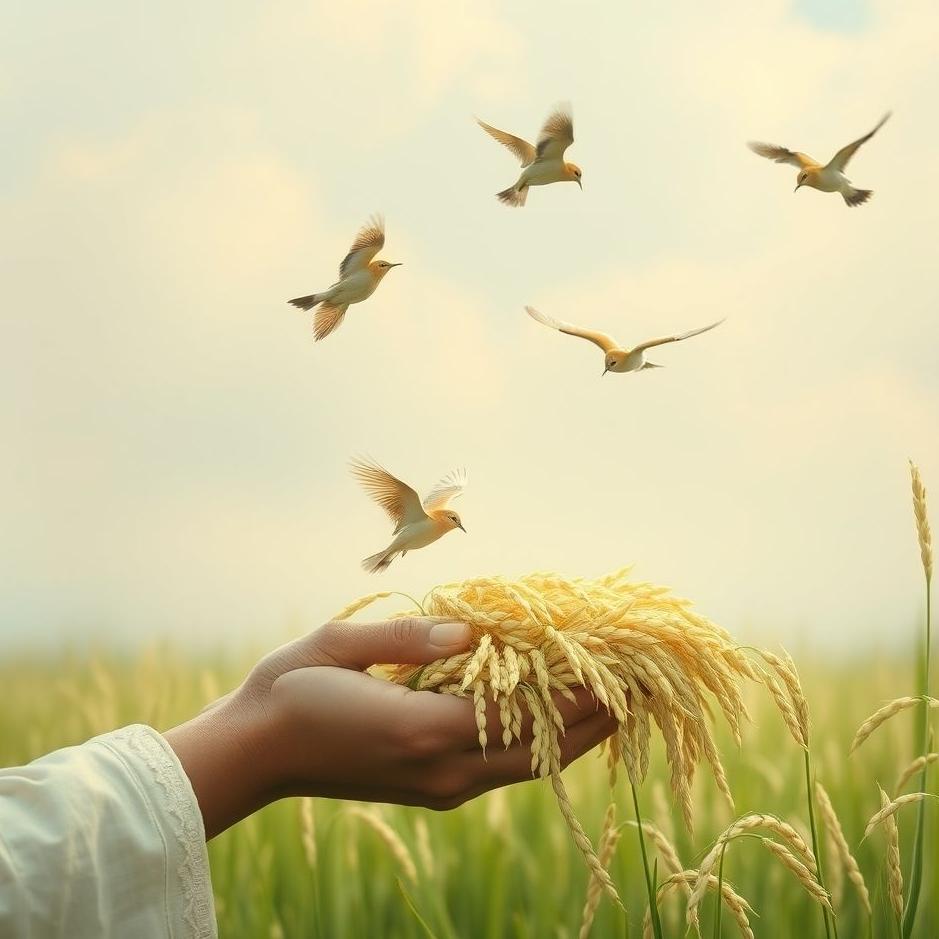 Dream : Giving rice to birds in a dream