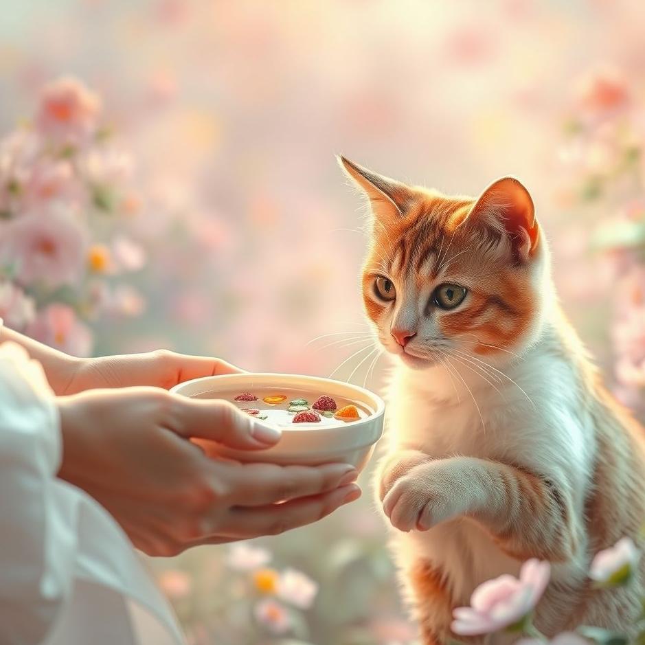 Dream : Giving water and food to a cat in a dream