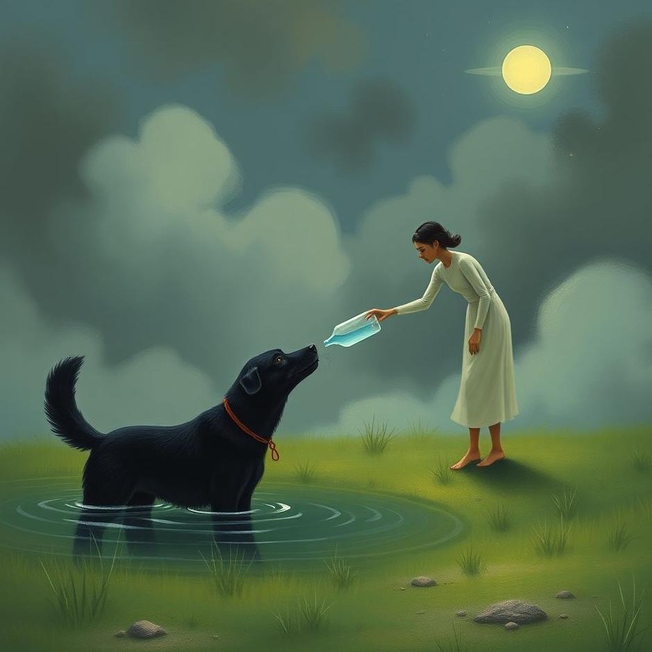 Dream : Giving water to a black dog in a dream