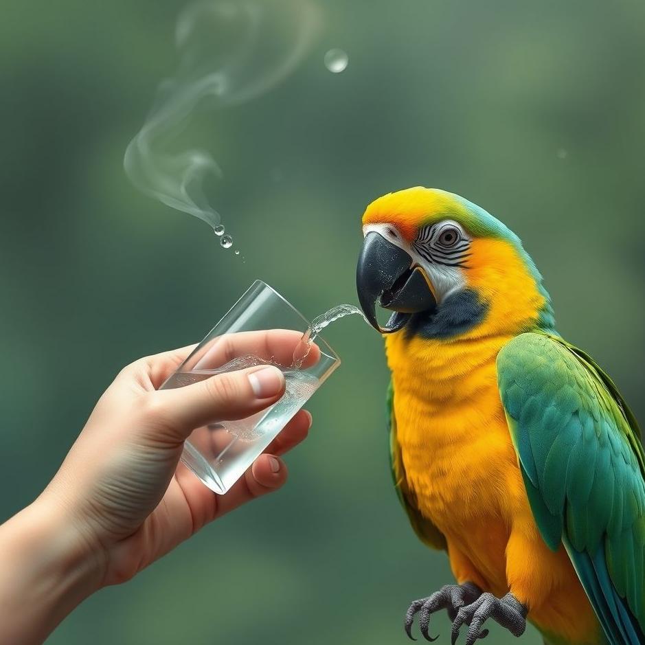 Dream : Giving water to a parrot in a dream