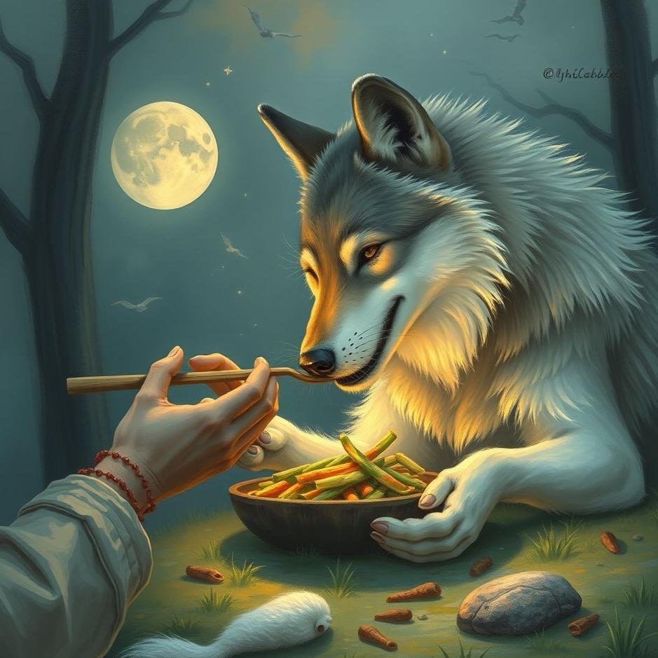 Dream : Giving wolf food in a dream