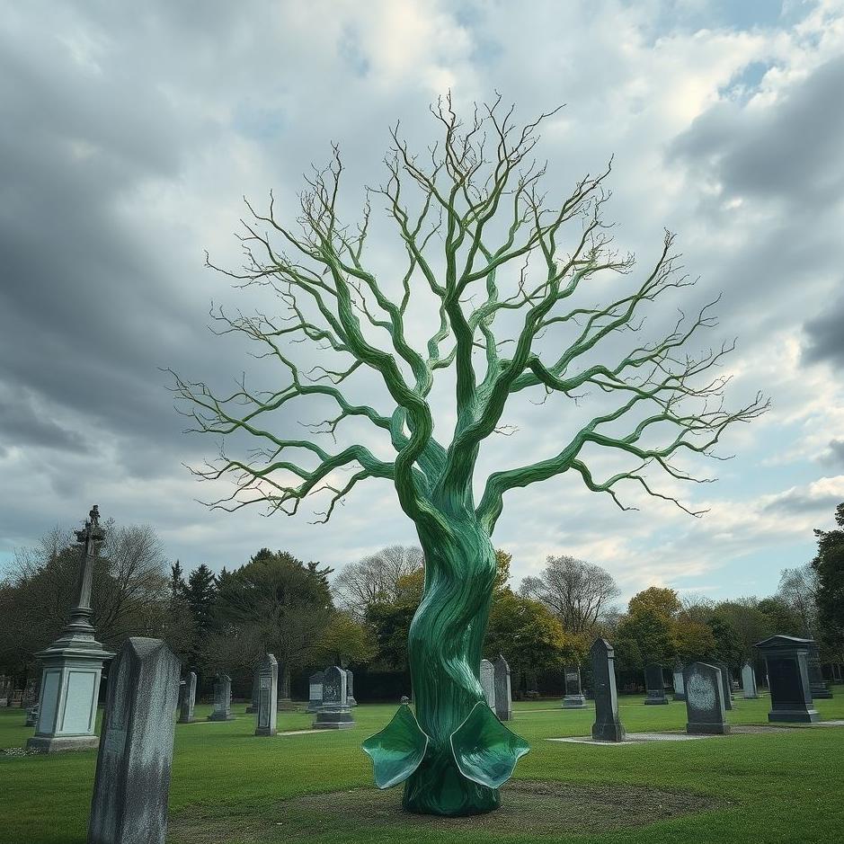 Dream : Glass tree in a cemetery in a dream
