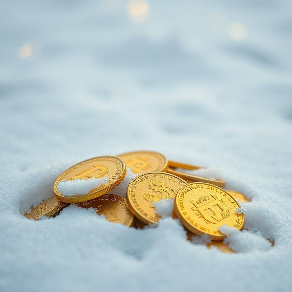 Dream : Gold coins on snow in a dream