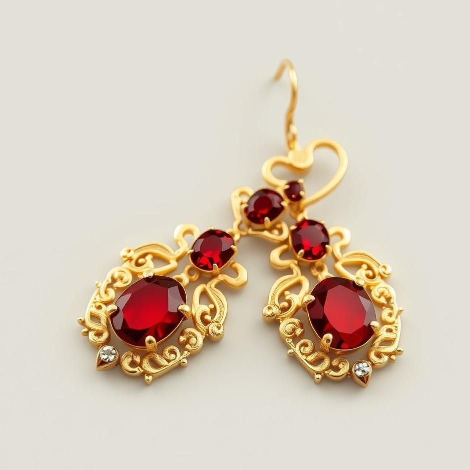 Dream : Gold earring with red stones in a dream