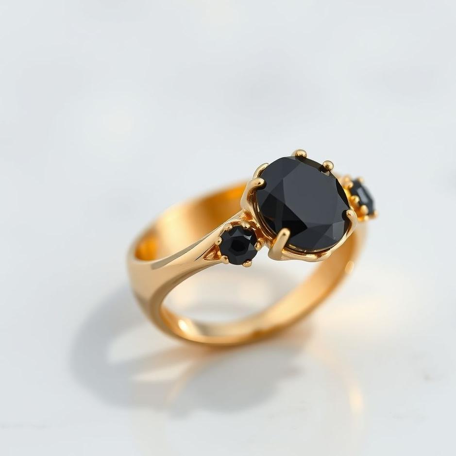 Dream : Gold ring with black stones in a dream