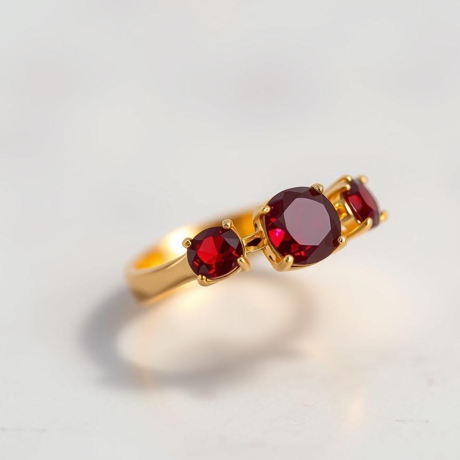 Dream : Gold ring with red stones in a dream