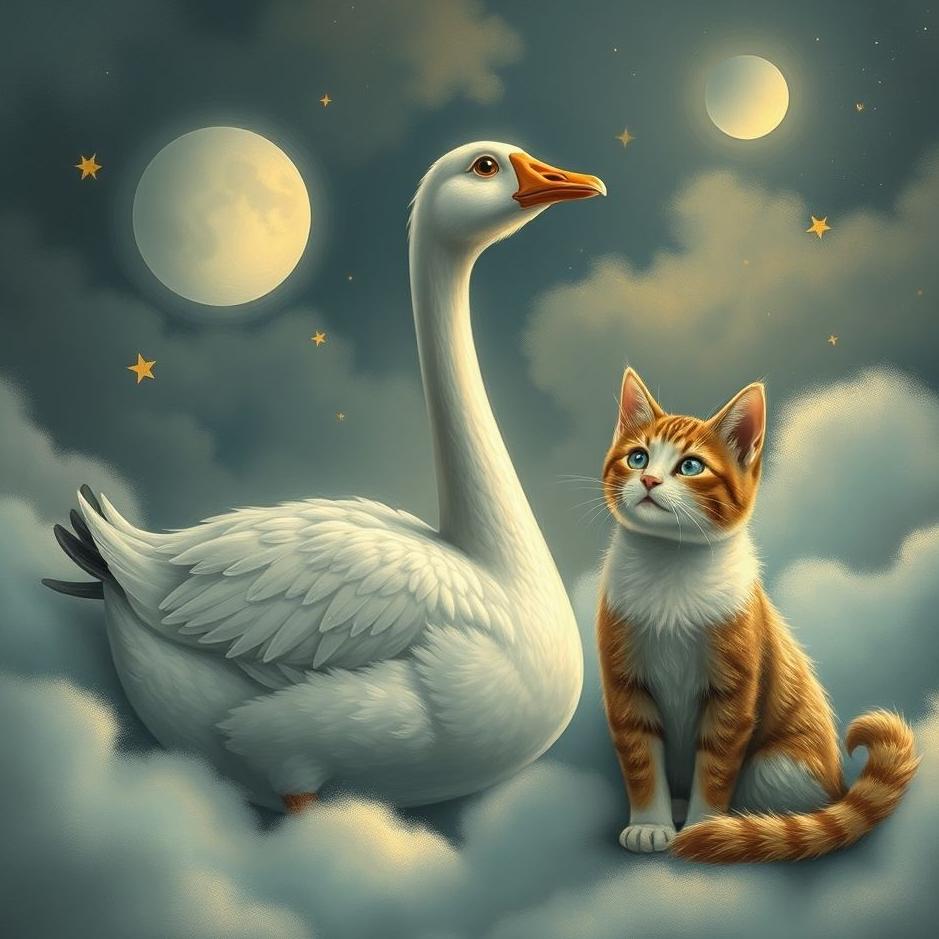Dream : Goose and a cat in a dream
