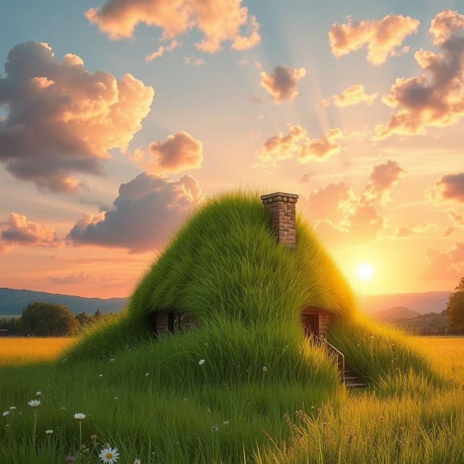 Dream : Grass on the roof of the house in a dream