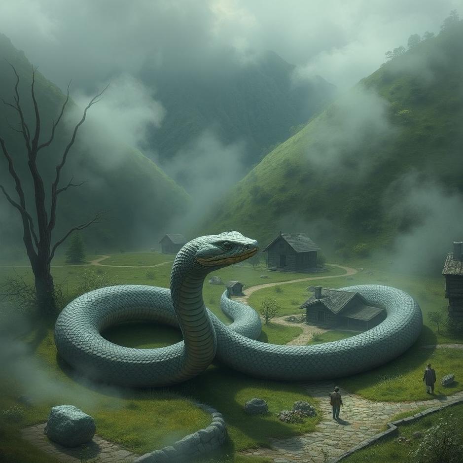 Dream : Gray snake in a village in a dream
