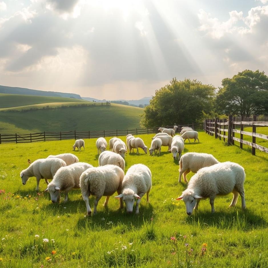 Dream : Grazing a flock of white sheep 