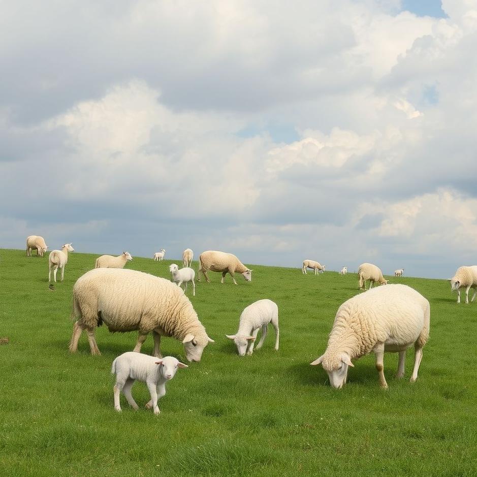 Dream : Grazing sheep and lambs in a dream