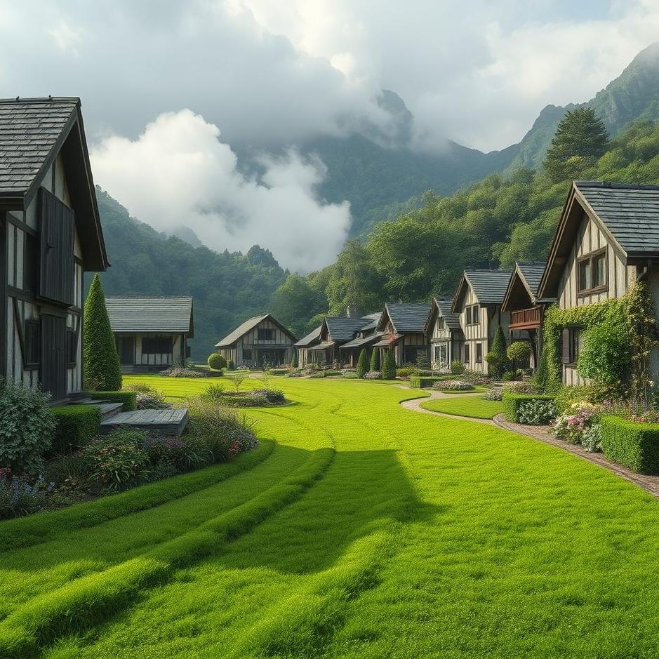 Dream : Green carpet in a village in a dream