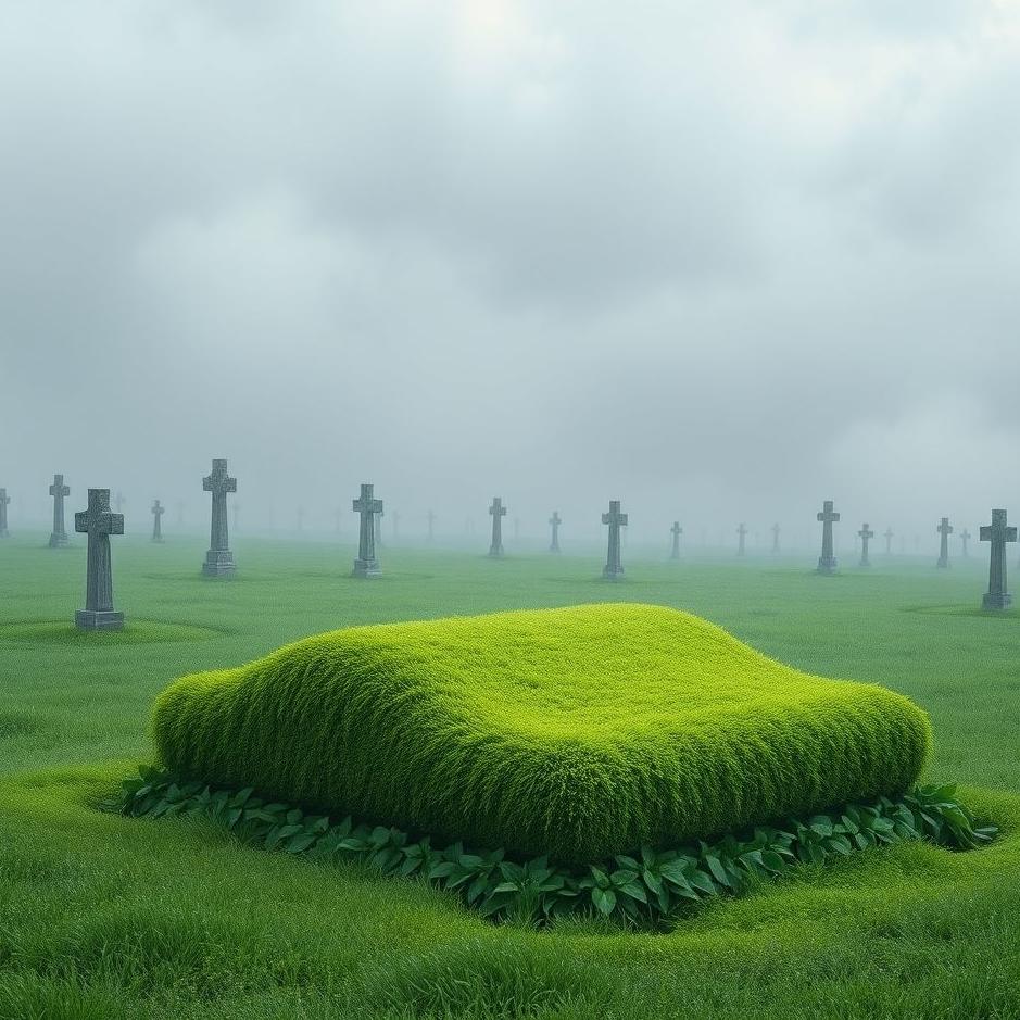 Dream : Green cover on a grave in a dream