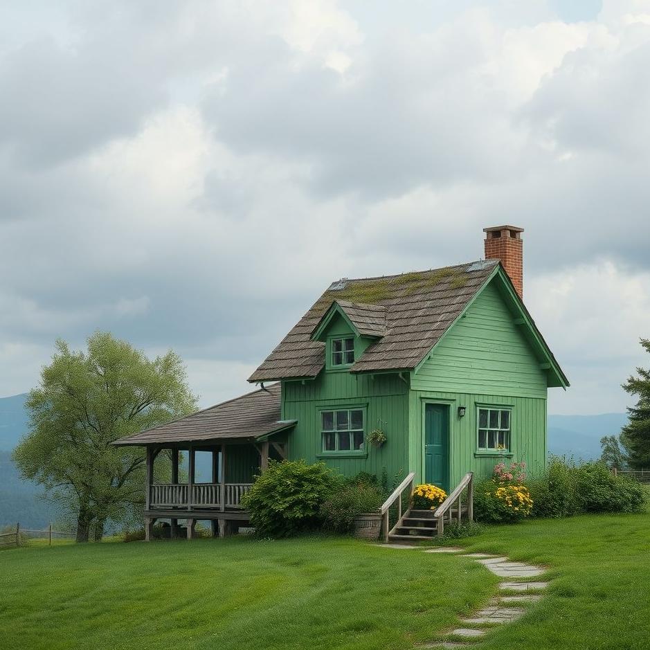 Dream : Green house in a village in a dream