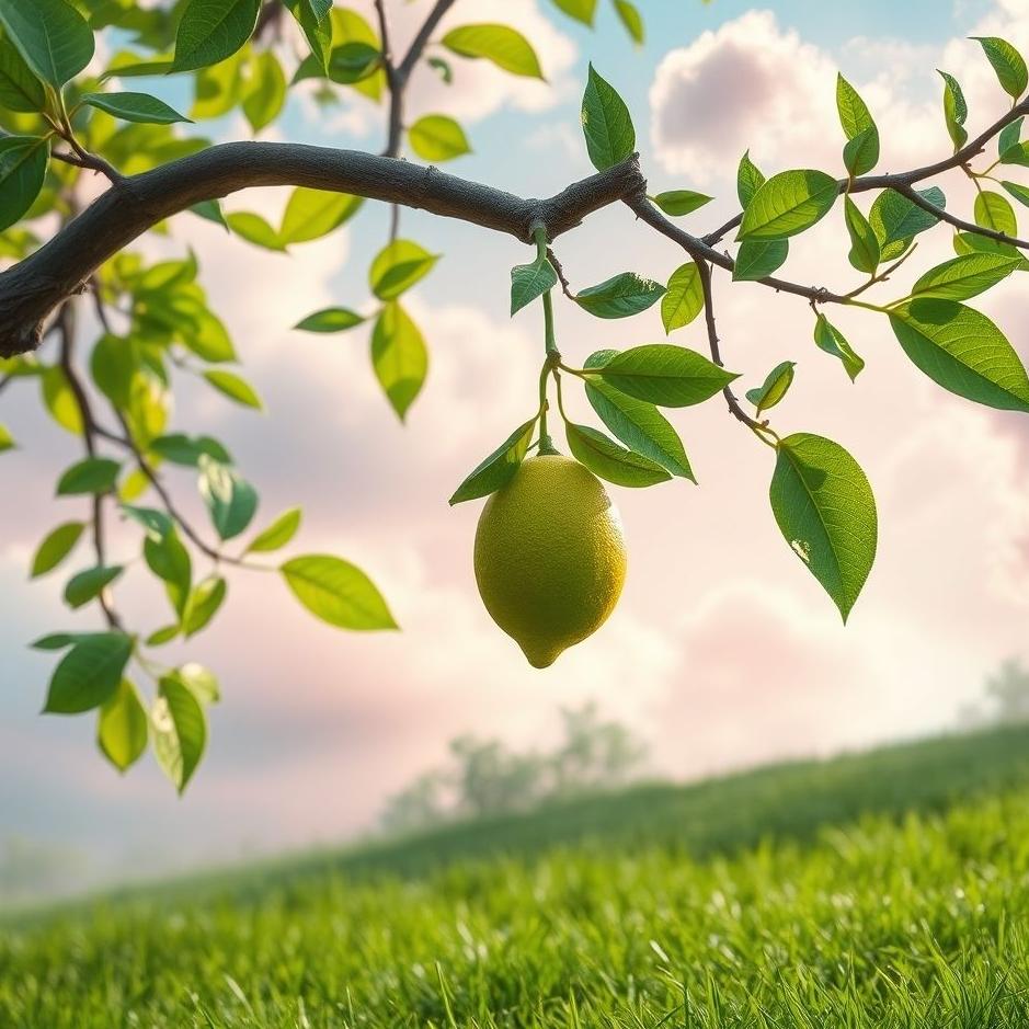 Dream : Green lemon in the tree in the dream