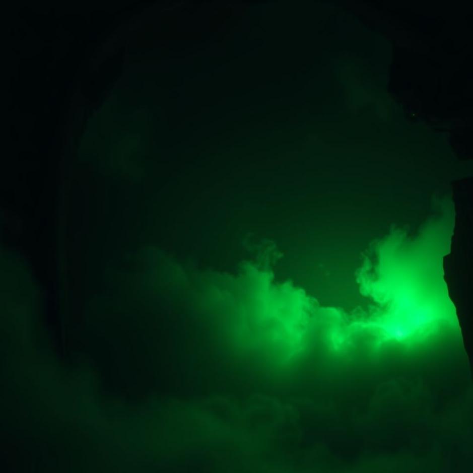 Dream : Green light in the dark in a dream