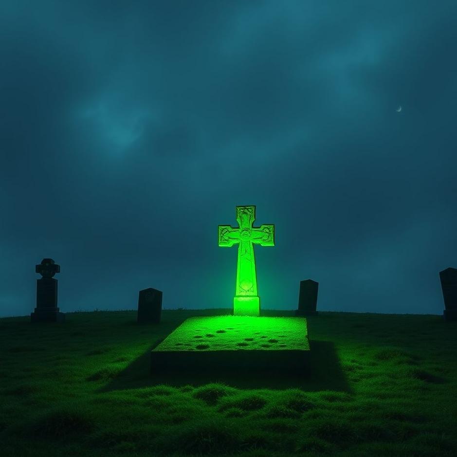 Dream : Green light on a grave in a dream
