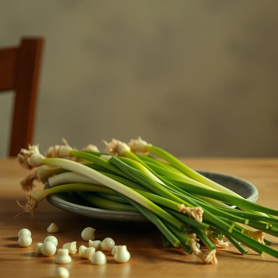 Dream : Green onions on the table in a dream