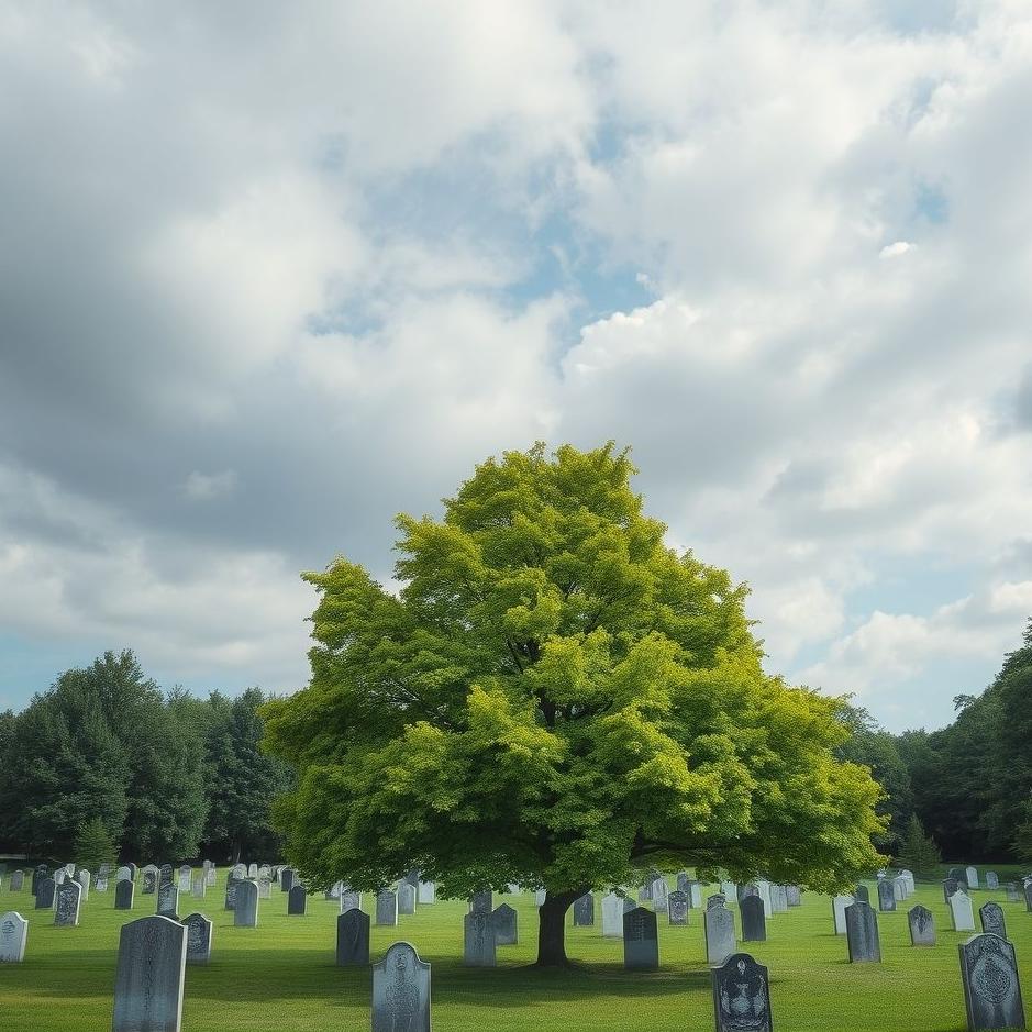 Dream : Green tree in a cemetery in a dream