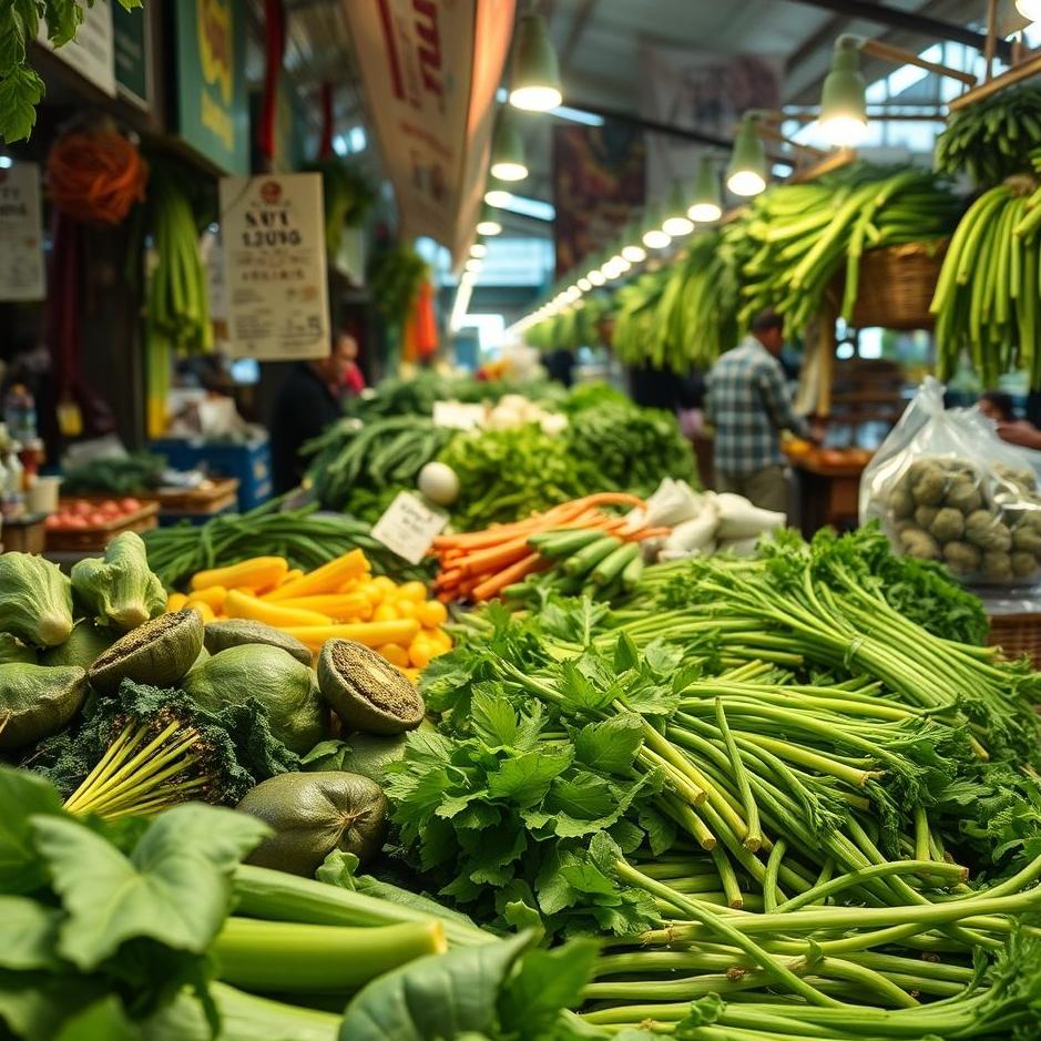 Dream : Green vegetables in the market in a dream
