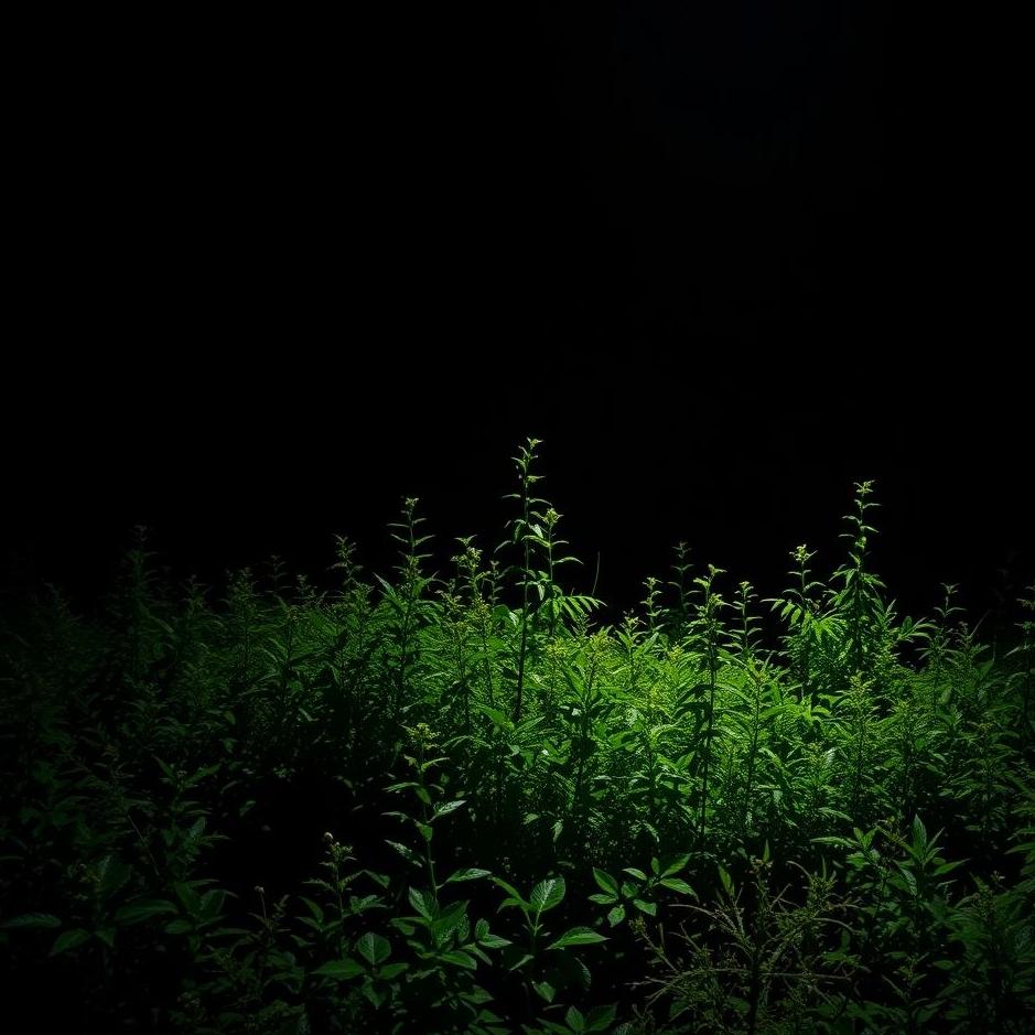 Dream : Greenery in the dark in a dream