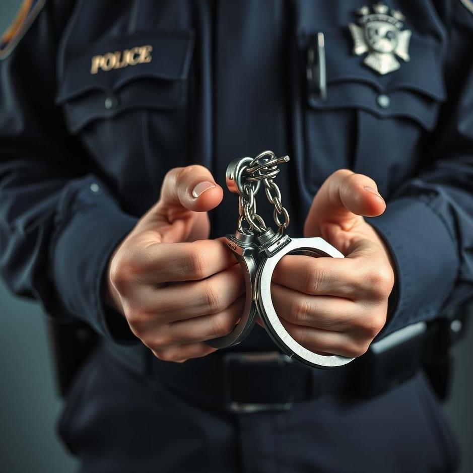 Dream : Handcuffs in the hands of a police officer in a dream