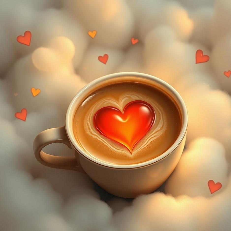 Dream : Heart in a coffee cup in a dream