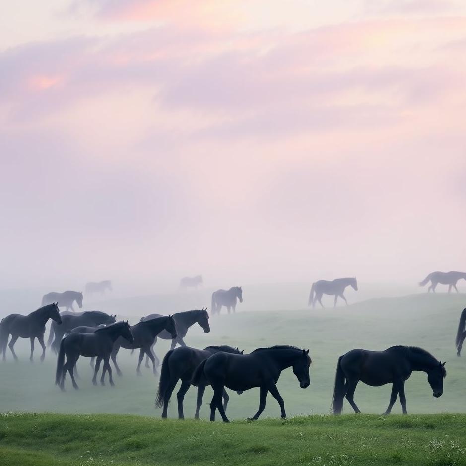 Dream : Herd of black horses in a dream